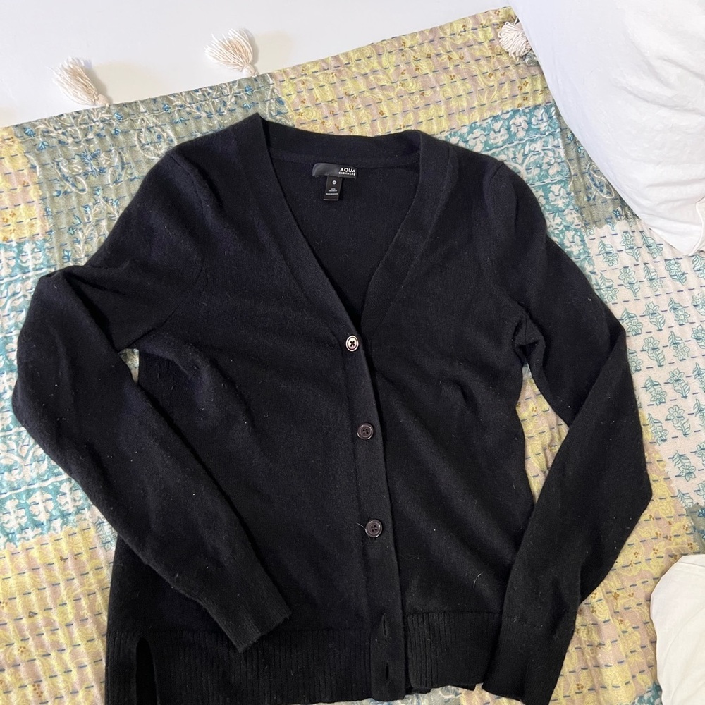 Cashmere Black Cardigan Sweater